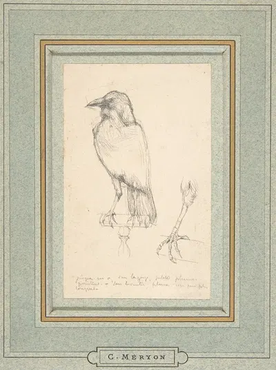 A Raven Perched on a Rail by Charles Meryon — digital art print download
