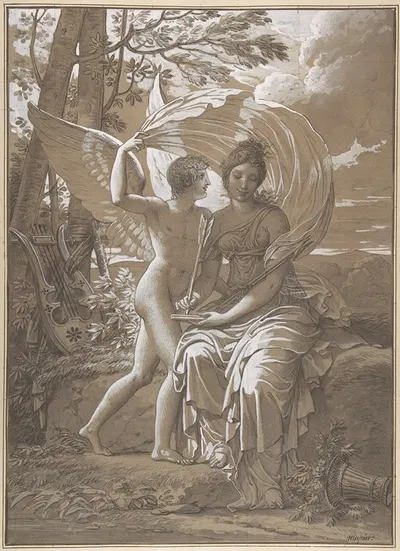 The Muse Erato Writing Verses Inspired by Love by Charles Meynier — digital art print download