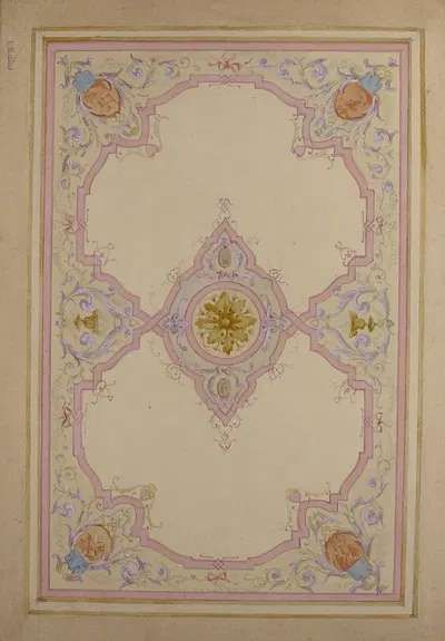 Design for Ceiling Decorated with Lavender Arabesques by Шарль Момблон — digital art print download
