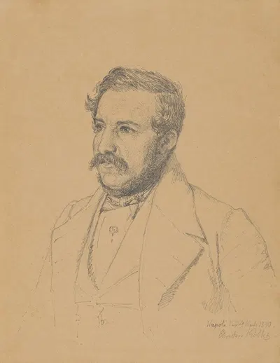 Portrait of Christophe Louis Engelhard Dalgas by Кристен Кёбке, 1840 — digital art print download