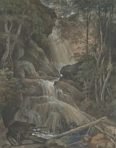 A Waterfall in a Forest at Langhennersdorf by Кристоф Нате — digital art print download