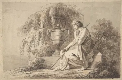 Female Figure Seated Beside an Urn by Circle of Angelica Kauffmann, 1800 — digital art print download