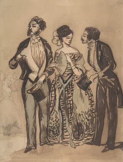 Two Gentlemen and a Lady by Constantin Guys — digital art print download