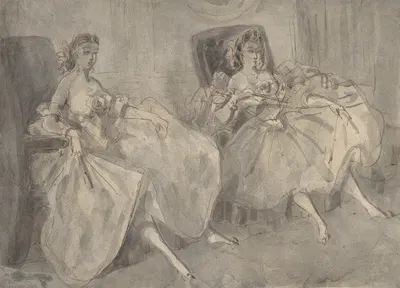 Two Seated Women by Constantin Guys — digital art print download