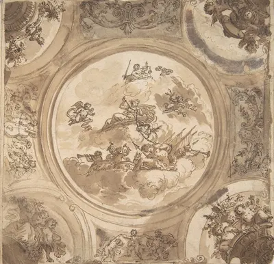 Ceiling Design with an Allegory of Victory by Daniel Marot the Elder — digital art print download
