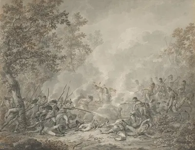 A Battle Between Cavalrymen and Infantry by Dirk Langendijk, 1790 — digital art print download