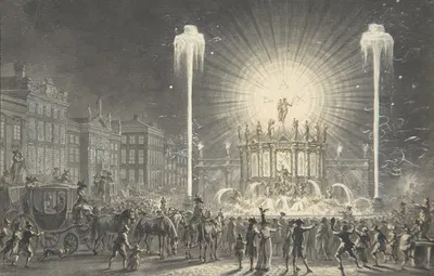 City Square with Fireworks by Дирк Лангендайк — digital art print download