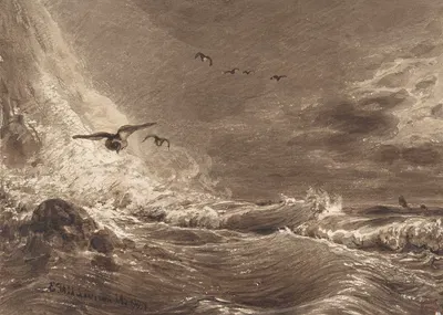 Stormy Sea by Эдуард Хильдебрандт, 1851 — digital art print download