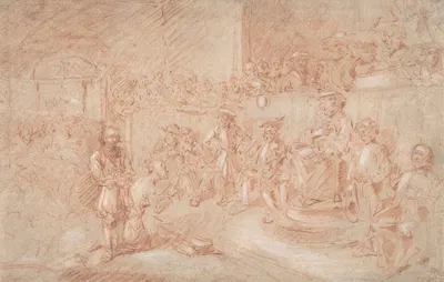 Two Men Before a Judge in a Crowded Courtroom by Egbert Van Heemskerck — digital art print download