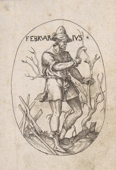The Month of February; Man Pruning a Tree by Erasmus Hornick — digital art print download