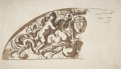 Half Lunette with Putto and Monster by Etienne de Lavallée-Poussin — digital art print download