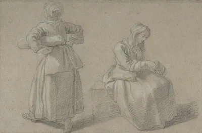 Study of Two Women by Этьен Жеора — digital art print download