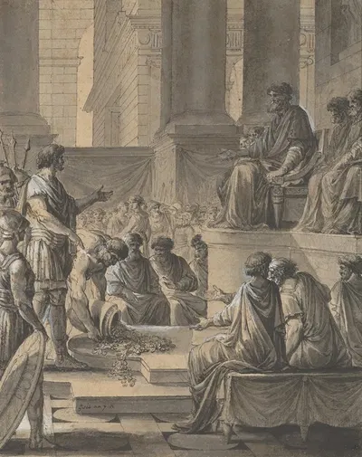 Hannibal Before the Senate in Carthage by Etienne Pierre Adrien Gois — digital art print download