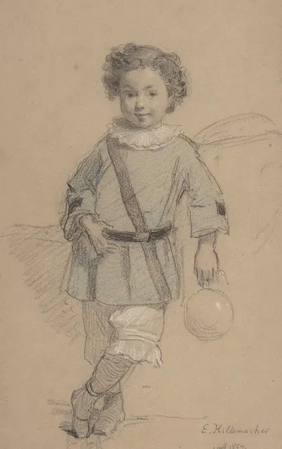 Sketch of a Young Boy by Eugène-Ernest Hillemacher, 1857 — digital art print download