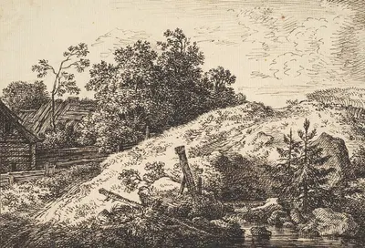 Landscape with a Brook and Farm Buildings by Ferdinand Kobell — digital art print download