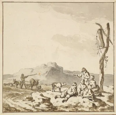 Shepherds at rest by Фердинанд Кобелл — digital art print download