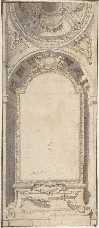 Architectural Design with an Altarpiece Framed in a Niche and Surmounted by a Dome by Фламинио Иннокенцо Миноцци, 1735–1817…