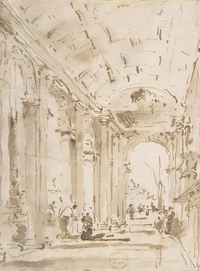 The Arcade of the Libreria, Looking Toward San Giorgio Maggiore by Франческо Гуарди — digital art print download