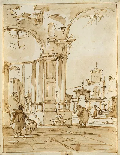 An Architectural Capriccio, with Classical Ruins by Франческо Гуарди — digital art print download