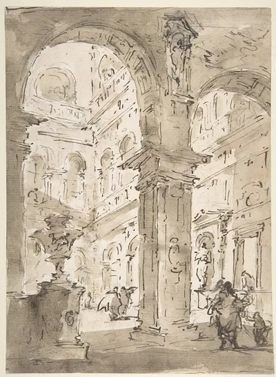 Architectural Capriccio; Courtyard of a Palace by Франческо Гуарди — digital art print download