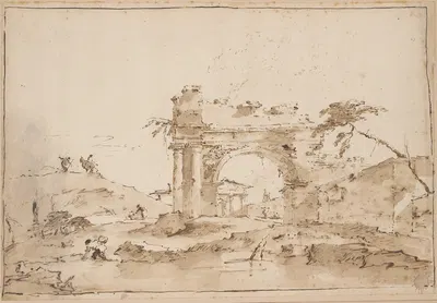 Capriccio with Roman Ruins by Франческо Гуарди — digital art print download