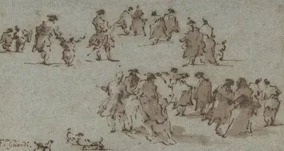 Studies for Groups of Walking Dressed Figures by Франческо Гуарди — digital art print download