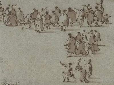 Studies of Walking Figures by Франческо Гуарди — digital art print download