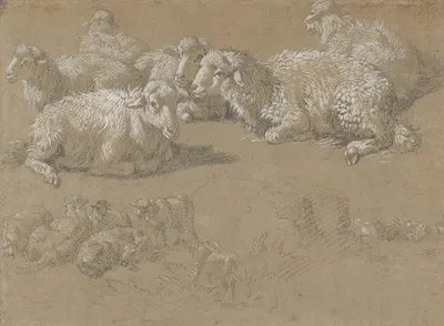 Reclining Sheep in a Landscape by Франческо Лондоньо — digital art print download