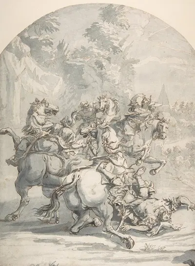 Cavalry Engagement by Francesco Monti, 1646–1712 — digital art print download
