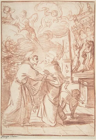 Saint Francis Meeting Saint Dominic by Francisco Vieira de Mattos, 1699–1783 — digital art print download