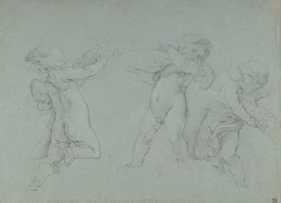 Putti Supporting a Garland by Франсуа Лемойн — digital art print download