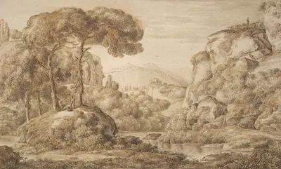 Classical Landscape with Figures by Франц Кобелл, 1749–1822 — digital art print download