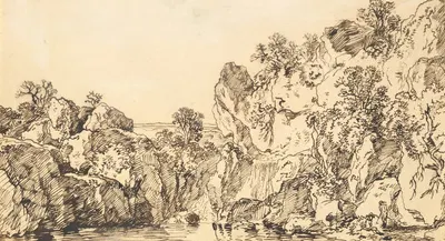 Rocky Landscape with a Lake by Франц Кобелл, 1749–1822 — digital art print download