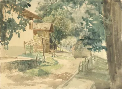 A Farmyard near Merano by Фридрих Эдуард Мейерхейм, 1860 — digital art print download