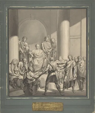 Assembly of Roman Figures, from Regulus, a play by Collin by Франц фон Хауслаб младший — digital art print download