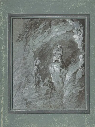 Soldiers in a Cave Receiving Blessings from Heaven by Франц фон Хауслаб младший — digital art print download