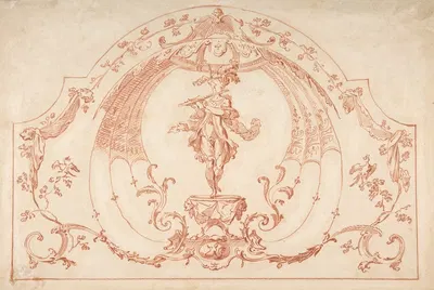 Design for a Decorative Panel with a Flutist by Gilles-Marie Oppenord — digital art print download