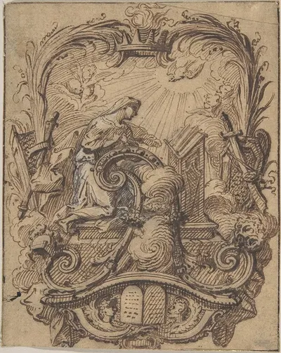 Study for a Decorated Initial A with the Annunciation by Gilles-Marie Oppenord — digital art print download