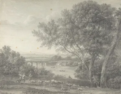 Classical Landscape with Herdsmen in the Foreground by Джованни Баттиста Лузиери, 1755–1821 — digital art print download