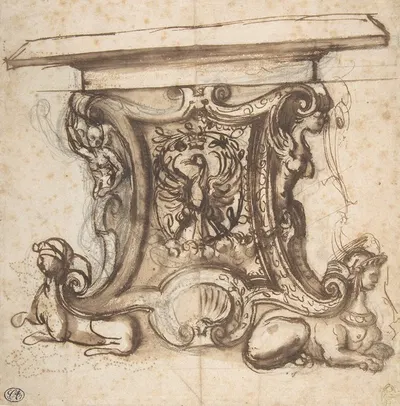 Design for the End Pier of a Table by Giovanni Battista Naldini — digital art print download