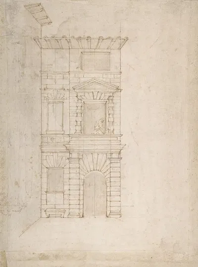 Elevation of Giulio Romano's House by Giovanni Battista Naldini — digital art print download
