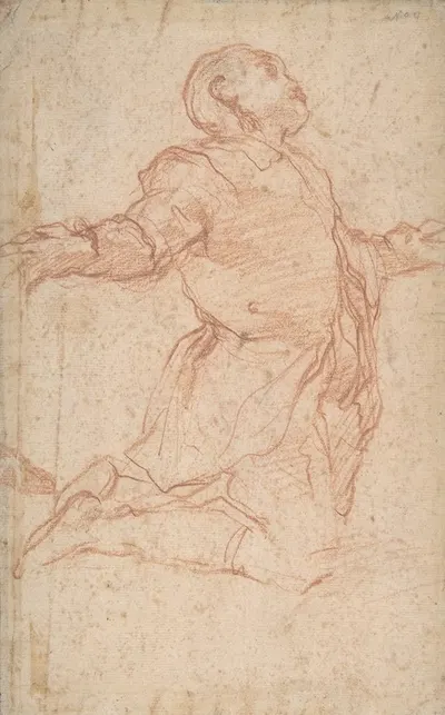 Kneeling Male Figure with Outstretched Arms by Giovanni Battista Naldini — digital art print download