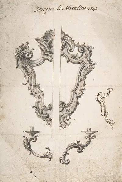 Designs for Mirror Frames and Sconces by Giovanni Battista Natali III, 1698–1765 — digital art print download