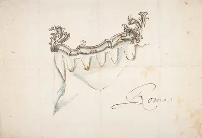 Design for a Crest with Drapery (the Upper Part of a Canopy or Window Treatment) by Giovanni Battista Natali III, 1698–1765…