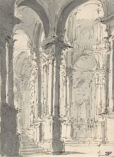 Design for Stage Set with a Circular Arcade by Giovanni Battista Natali III, 1698–1765 — digital art print download