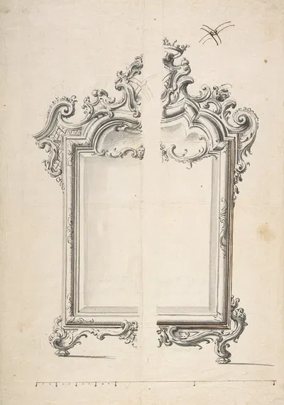 Two Alternative Designs for a Mirror or Screen with Family Coat of Arms by Giovanni Battista Natali III, 1698–1765 —…