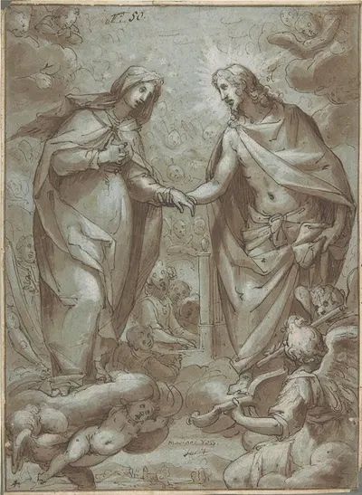 Christ Receiving the Virgin into Heaven by Giovanni Battista Paggi, 1554–1627 — digital art print download