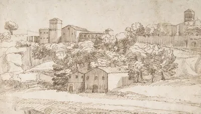 Landscape Study; Surburbs of Rome by Джованни Франческо Гримальди — digital art print download