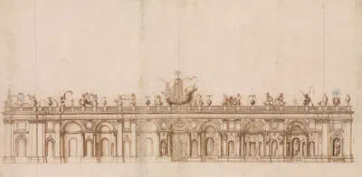 Design after a Fountain in the Villa Aldobrandini at Frascati. by Giovanni Guerra, 1590–1600 — digital art print download