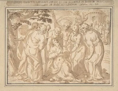 Saint Paul Surrounded by Disciples after His Lapidation at Lystra by Giovanni Guerra, 1590–1618 — digital art print download